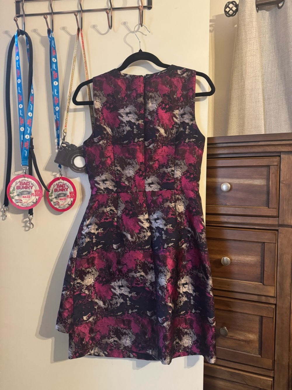 Vince Camuto purple  and Magenta Abstract Print Sleeveless Dress